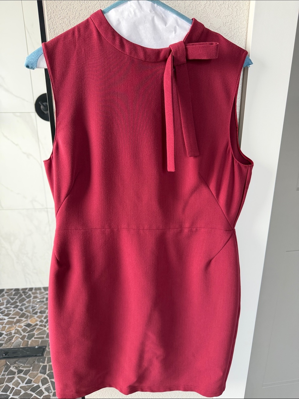 Esley Tie-Neck Sleeveless Mini Dress in Rose